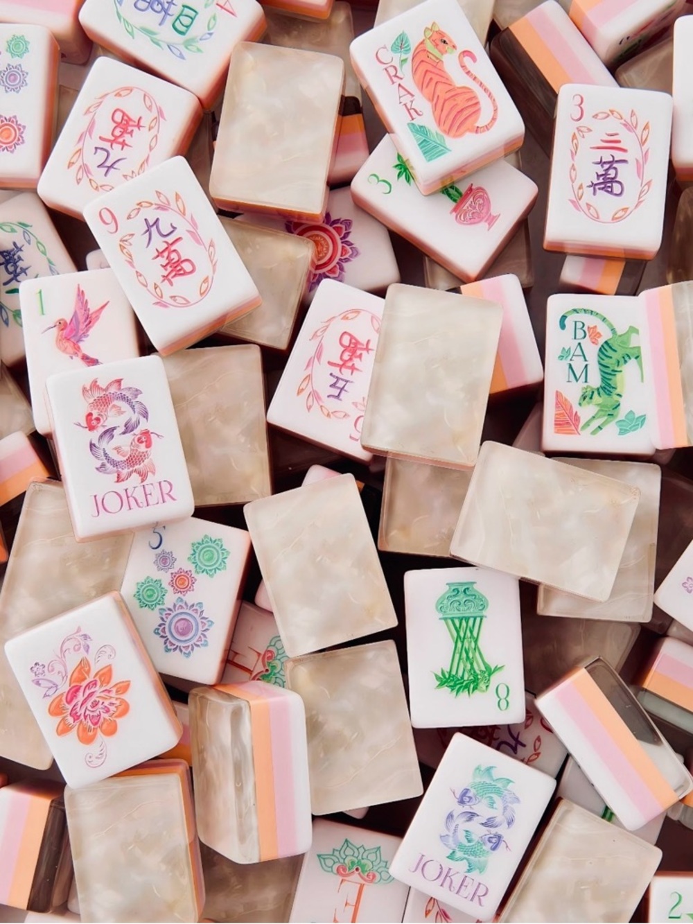 New Pearl Backed American Mahjong Tile Set with Zippered Tile Bag